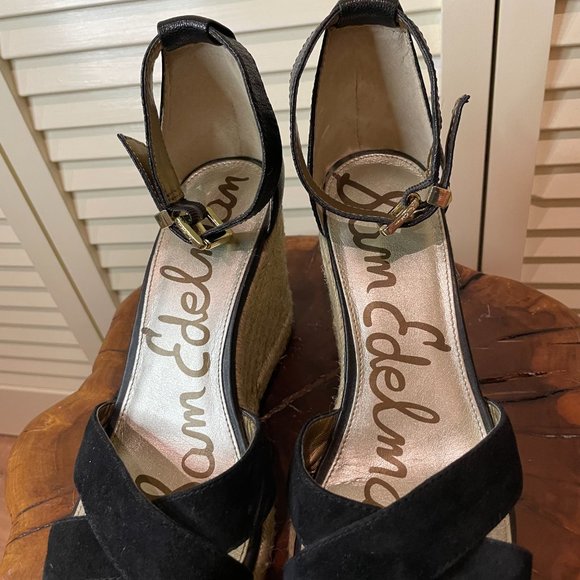 SAM EDELMAN Women's Leather/Suede Brenda Wedge Size 7 1/2 - Picture 3 of 9